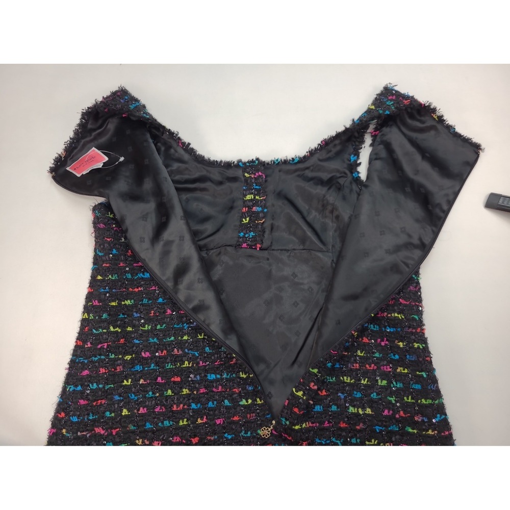 Kate Spade Women's Metallic Black Tweed Sleeveless Round Neck Shift Dress Sz 10 - Picture 10 of 12